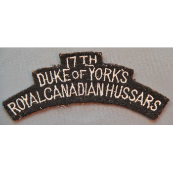 TITRE D’ÉPAULE 17th DUKE OF YORK ROYAL CANADIAN HUSSARS CANADA  2ème GM