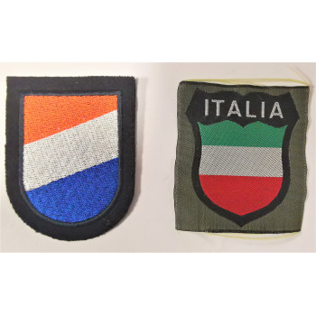 LOT DE 2 INSIGNES VOLONTAIRES NEERLANDAIS ET ITALIEN DANS LA WAFFEN SS REPRODUCTION